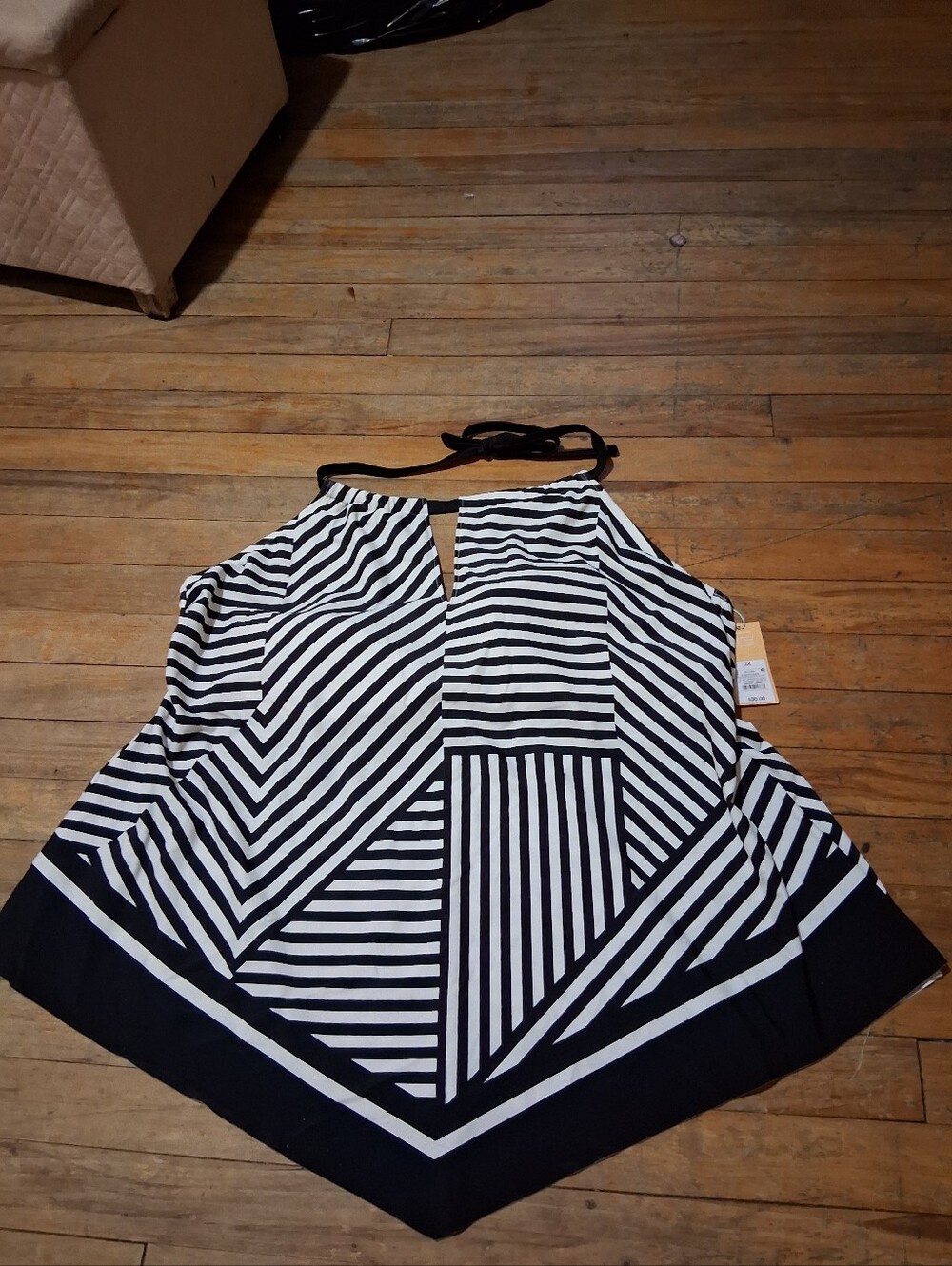 Black & White Striped Halter Top